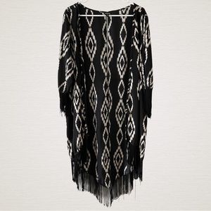 Torrid | Fringe Kimono in Black & Cream,  Size 2X/3X (20-24)